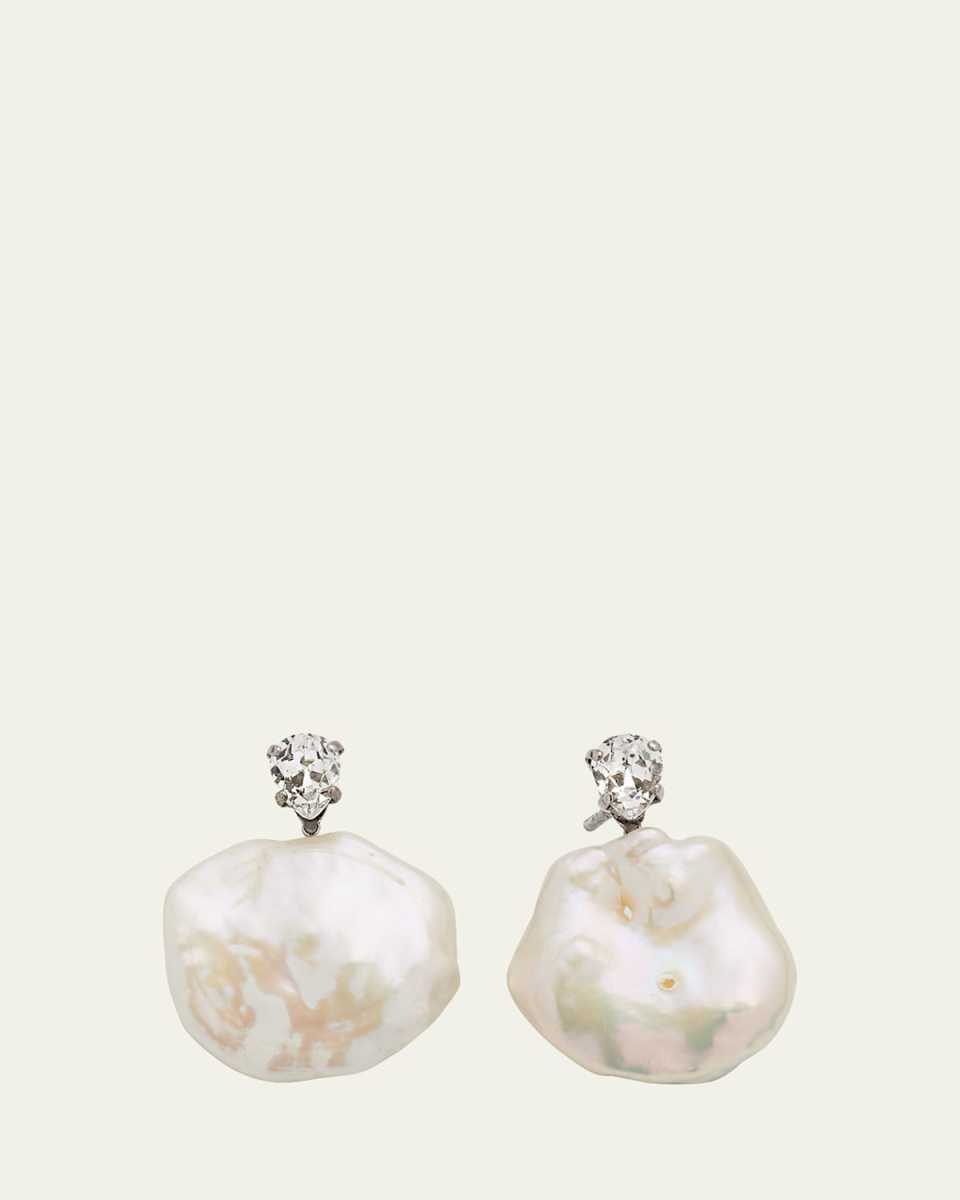Natural Pearl Crystal Stud Earrings